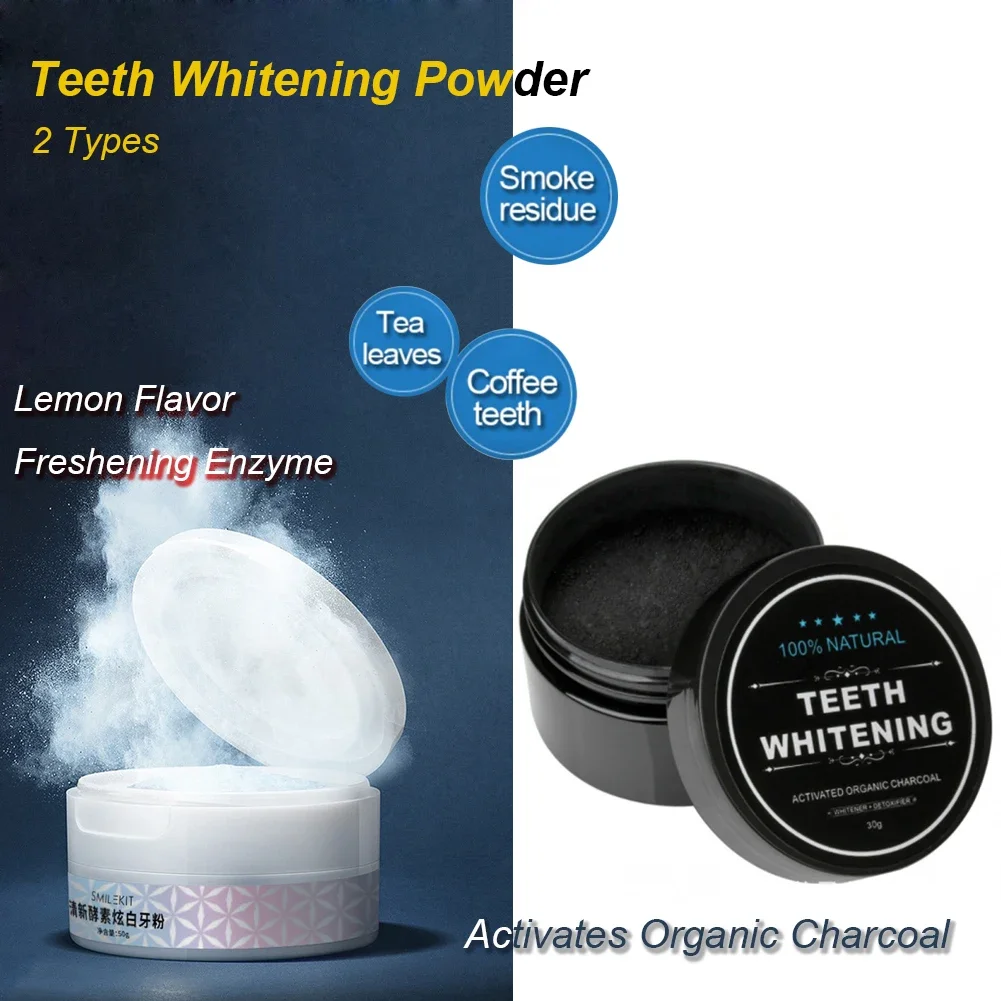 2 Types Teeth Whitening Powder - огляд і ціна Teeth Whitening Activated Organic Charcoal